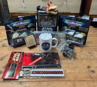 A collection of nine Star Wars items including two 'Empire Strikes Back' Micro Machines by Galoob,