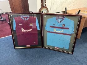 Collection of three signed football shirts. Two of which are West Ham United Football Club 2001