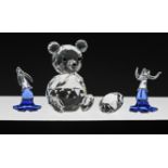 Swarovski Crystal Glass, Four figures to include 'Bear' and 'Gentian membership gift', boxed