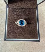 A 14ct rose gold diamond and topaz ring, marked inside Le Vian, size L.