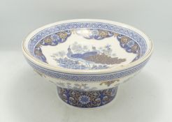 Large Panda Ceramics Footed Bowl Decorated with Peacocks, diameter 27cm