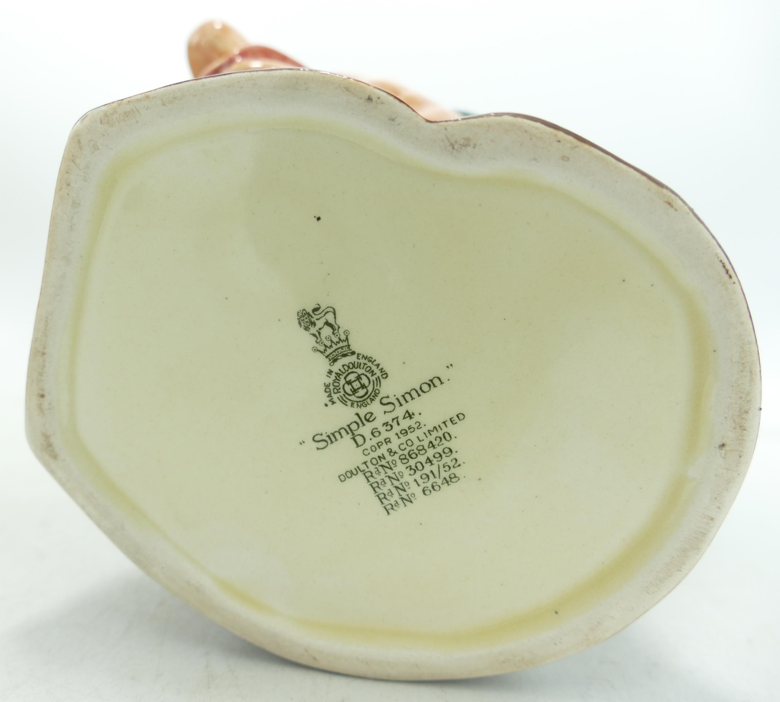 Royal Doulton Large Character Jug Simple Simon D6374 - Image 6 of 6