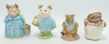 Royal Albert Boxed Beatrix Potter Figures Mrs Tiggywinkle, Aunt Pettitoes, Old Mr Bouncer & Pig