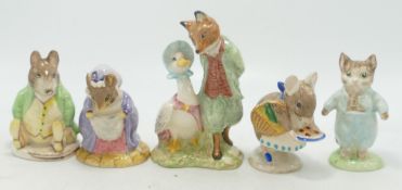 Royal Albert Beatrix Potter Figures Tom Kitten, Lady Mouse Made a Curtsy, Apple Dapply , Samuel