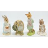 Royal Albert Boxed Beatrix Potter Figures Mrs Rabbit Cooking, No More Twist, Foxy Whiskered