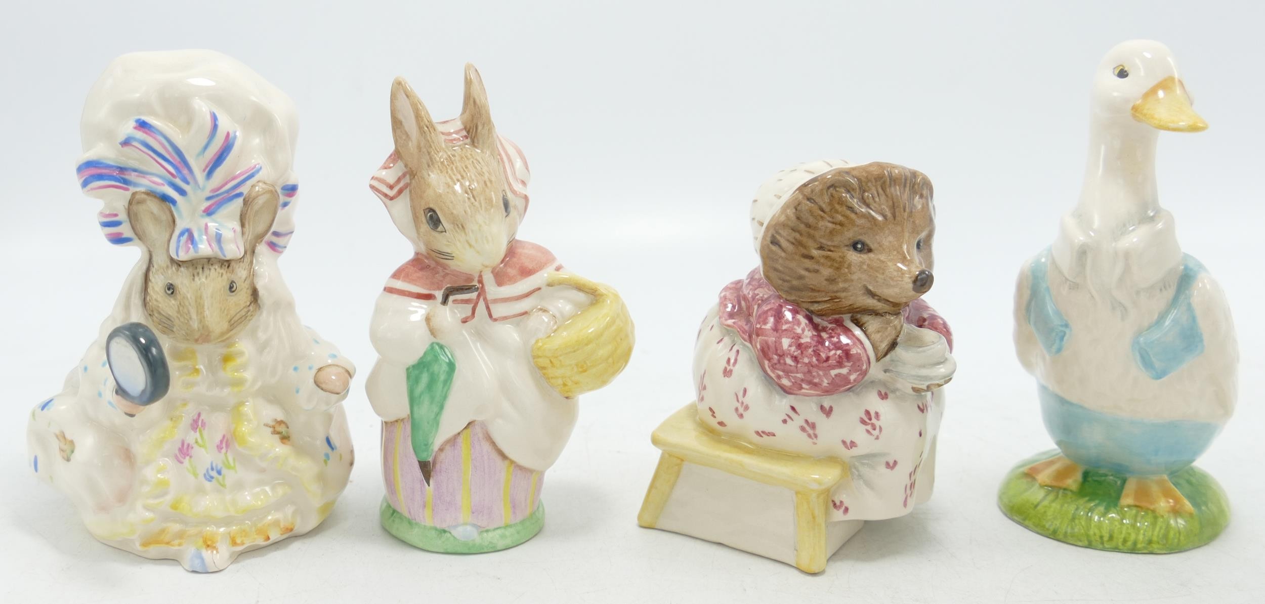 Royal Albert Boxed Beatrix Potter Figures Miss Tiigy Winkle Takes Tea, Mr Drake Puddleduck, Mrs