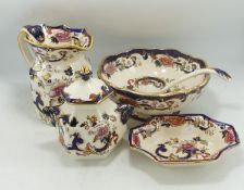 Masons Blue Mandalay patterned Jug, fruit bowl, ladle, lidded pot & bowl, tallest 15cm(5)