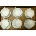 Royal Albert Caroline Patterned Handled Soup Bowls & Saucers x 6, seconds