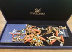 Swarovski set of matching jewellery including necklace, pair of earrings and bracelet, boxed with