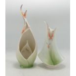 Two Franz Porcelain decorative vases, height of tallest 14cm