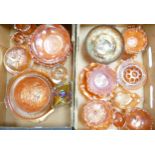 Collection of 20th Century Carnival Glass to include Bowls, Jugs, Lozenge shaped dish etc.