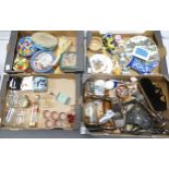 A mixed collection of items to include Advertising tin boxes, pottery, glass ware, turned wooden