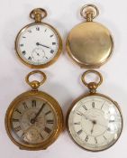 Four gents original gold plated / gilt metal pocket watches. All sold as not working, so for