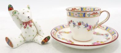 Royal Crown Derby Pottery Bear & Minton Floral Coffee Can & Saucer(2)