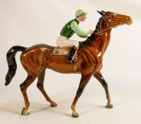 Beswick Jockey on Walking Horse 1037, jockey in green & light green colourway, No24 detail noted