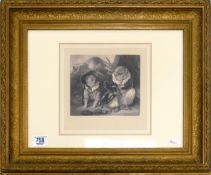 Framed Print Sellers Association Print of Edwin Landseer Circus monkey with dog and hare, 1823,