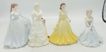 Coalport Small Figures Cindy, Janice, Constance & Special Day, all boxed (4)