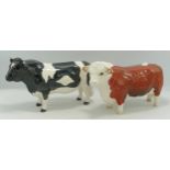 Beswick Friesian Bull & Hereford Bull, both with damaged ears(2)