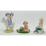 Royal Copenhagen H.C Andersen figures The Little Mermaid, Thumbelina & Jack The Dullard, tallest