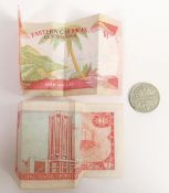 1960s Eastern Caribbean $1 dollar note, Central Bank of Trinidad and Tabago $1 note and 1967 Florin.