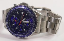 Seiko automatic Chronograph 100 metres gents watch, ticking order,7T92 OCFO 41mm excl. button.