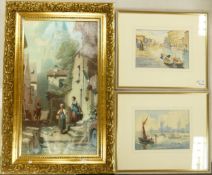 Pair of 1970's Framed Watercolours with images of Venice & Westminster frame size 36 x 42.5cm,