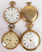 Four gents original gold plated / gilt metal pocket watches. All sold as not working, so for