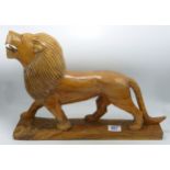 Large African Wooden Carved Lion, length 46cm