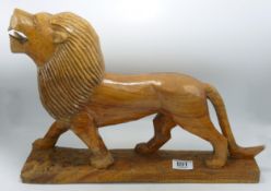 Large African Wooden Carved Lion, length 46cm