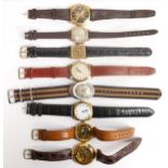 8 x vintage gents watches including 2 x Roamer both ticking, and 6 x assorted fashion watches