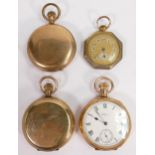 Ticking order - Four gents original gold plated / gilt metal pocket watches. Elgin & Thomas