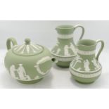 Wedgwood Sage Green Teapot & 2 jugs
