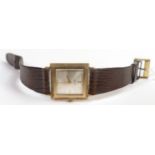 Accurist 9ct gold cased ladies larger size wrist watch. Gross weight including strap 19.3g.