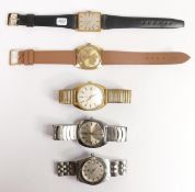 Five Tissot gents vintage wrist watches, five round dial watches in ticking order. oblong dial watch