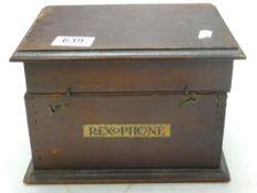 Rexophone Branded Wooden Box, length 22cm