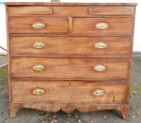 Early 19th Century Inlaid Chest of Drawers, rear leg detached with signs of dead woodworm