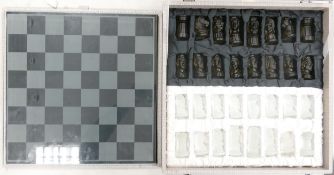 Cased Glass Chess Set & Board with frosted appearance , height of king