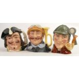 Royal Doulton Large Character Jugs Veteran Motorist D6633, Capt Henry Morgan D6467 & The Sleuth