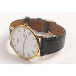 Rotary gold plated gentleman's wristwatch, leather strap, boxed with International Guarantee.