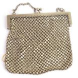 Early 20th century silver plated ladies mesh evening bag, measures 13cm x 13cm appx., excluding