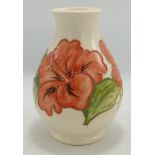 Moorcroft Hibiscus on Cream Ground Vase, height 13cm