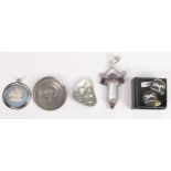 A collection of silver items to include Wedgwood pendant, Silver Brooch , Pendant etc