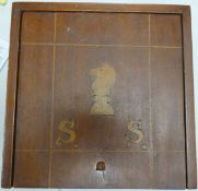 Antique Wooden Inlaid Chess Box,7.5cm x 23cm x 23cm