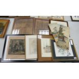 A large collection of framed maps, prints watercolours & similar(8)