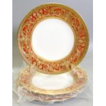 De Lamerie Fine Bone China heavily gilded Robert Adam patterned rimmed bowl & Desert plate,