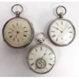 3 x hallmarked silver cased gents pocket watches, all in reasonable order. All balances appear to