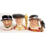 Royal Doulton Large Character Jugs Beefeaters, The Yeoman of The Guard D6873 & The Lord Major of