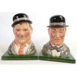 Royal Doulton pair of character bookends Laurel & Hardy D7120 & D7119, limited edition(2)