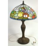 Large Tiffany Style Lamp with Leaded Glass Shale , height 50cm