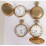 Four gents original gold plated / gilt metal pocket watches. All sold as not working, so for